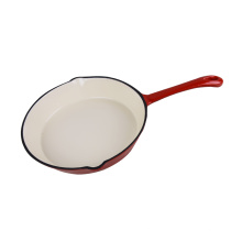 Cast Iron Red Enamel Round Fry Pan 8-Inch